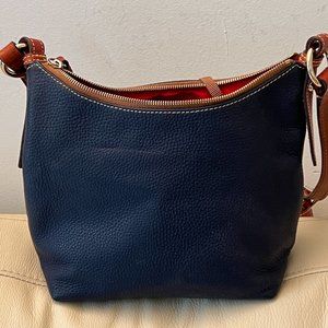 Dooney and Bourke Dillen Pebble Leather Double Pocket Crossbody Satchel Navy